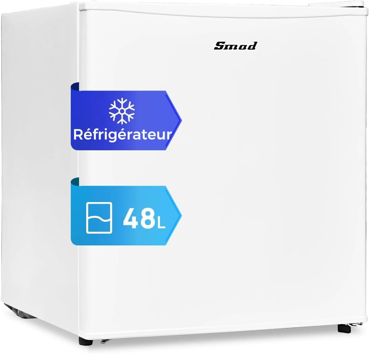 mini-réfrigérateur, 51cm, 48L, 10°C, blanc, pour le bureau, pour la chambre, Smad, avec Porte Réversible, 0-10°C
