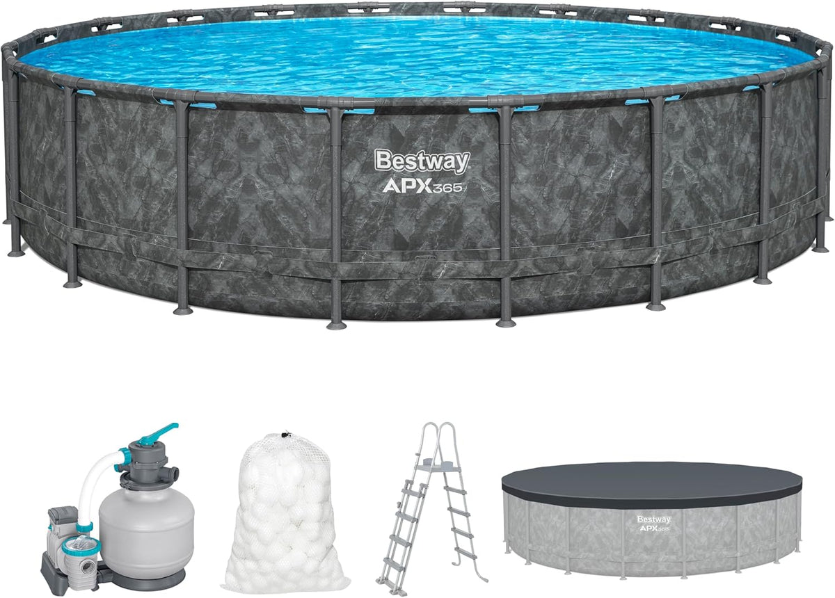 Bestway piscine, 610 cm, gris, Kit Hors Sol Ronde APX 365- x x 132