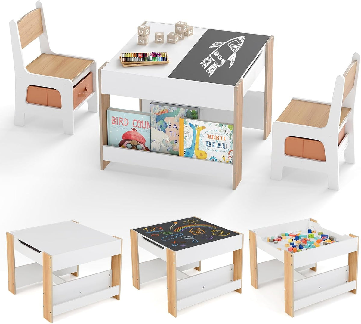chaise, tissu, noir, pour le bureau, GOPLUS, GOPLUS Table Enfant avec 2 Chaises, 2 Étagères et 2 Bacs en Tissu (Naturel)
