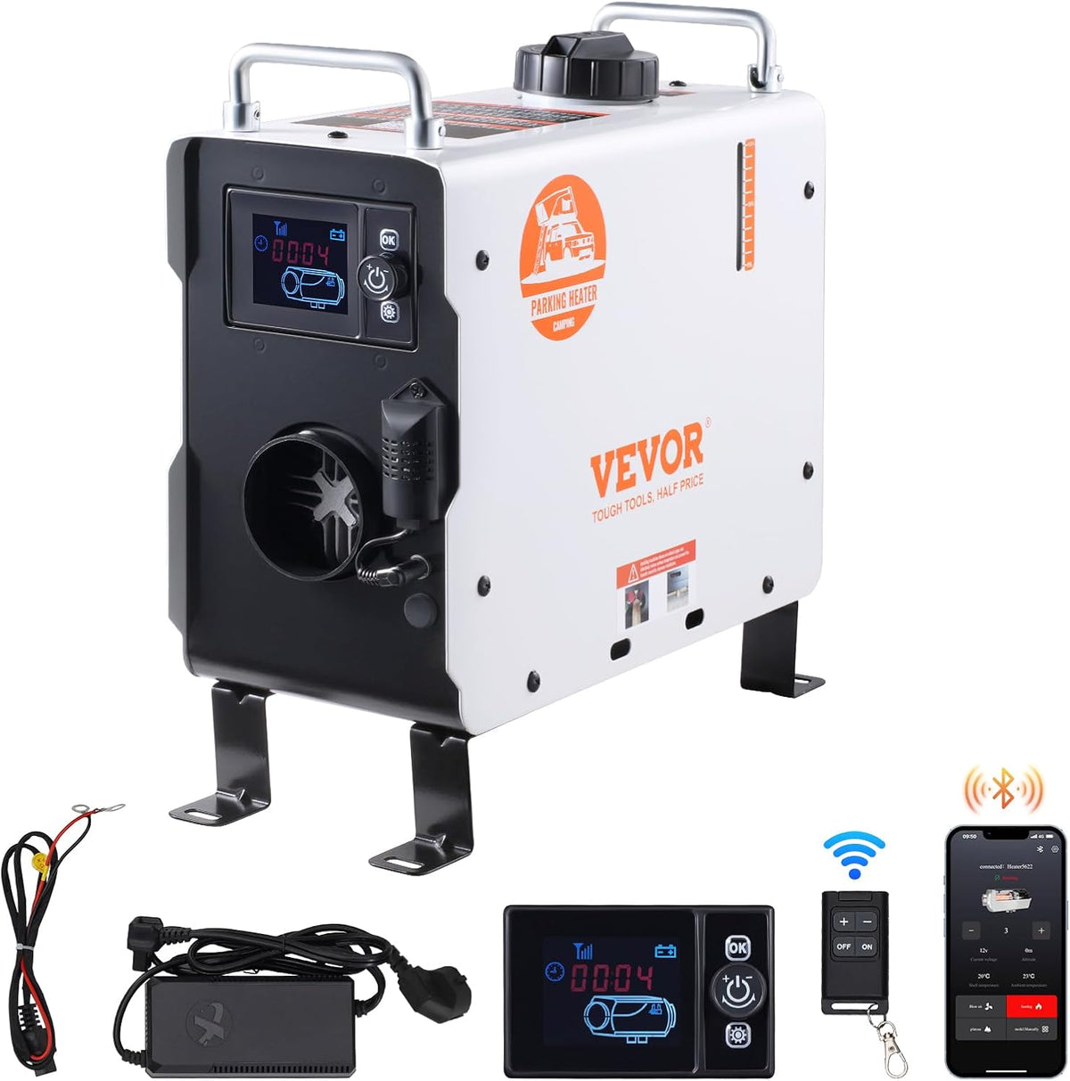 table, 2 kW, 24 V, avec télécommande, VEVOR, VEVOR Chauffage Diesel 2 kW, Réchauffeur d'Air Diesel 12/24 V, pour Bateau Caravane