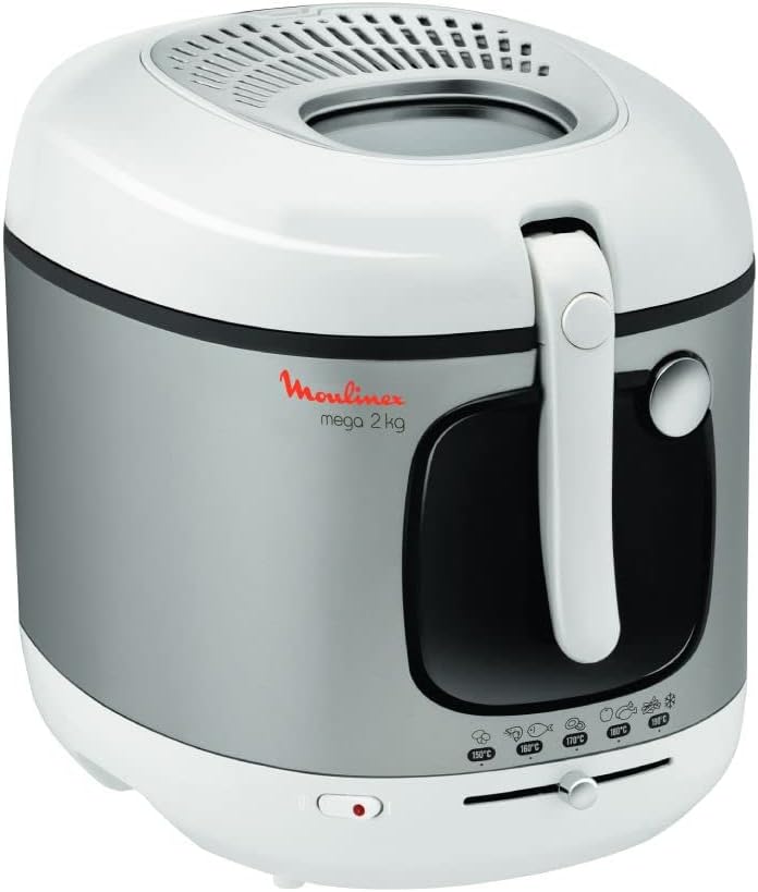 Friteuses, 2 kg, blanc, Moulinex, Moulinex - Friteuse Mega Cuve Silver - 2 kg de frites - Blanc