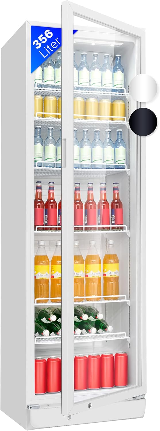 réfrigérateur, 356 L, bois, verre, blanc, Bomann