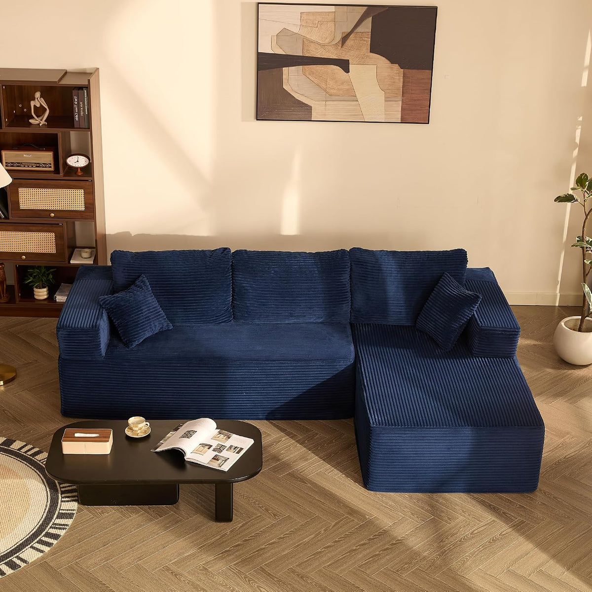 canapé, 272 cm, bleu, Litbird, 272 cm Canapé d'Angle Modulable sans Montage