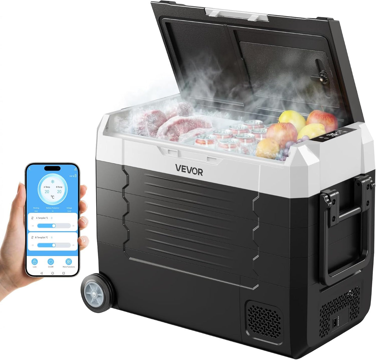 mini-réfrigérateur, 45 L, 24 V, 240 V, commande intelligente, VEVOR, Glacière Électrique DC 12/24 V et AC 100-240 V, pour Camping Pêche Caravane