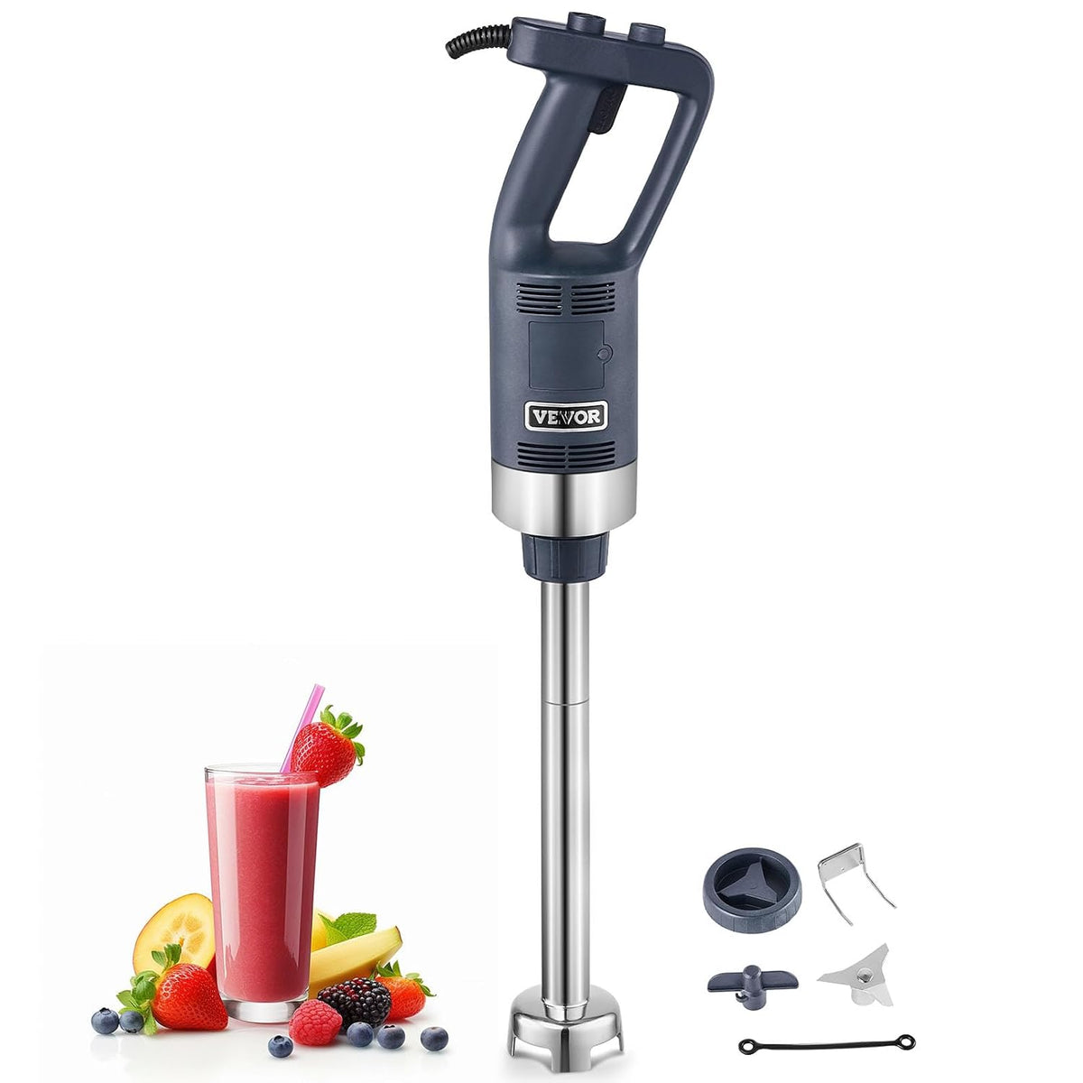 table, 406 mm, 500 W, acier inoxydable, VEVOR, Mélangeur à Main Immersion Tige de 406 mm, pour Soupe Sauce Purée Aliments Crème