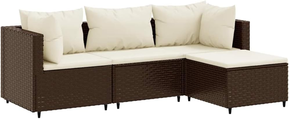 vidaXL canapé, 63 × 63 × 57,5 cm, 4 pièces, marron, pour le jardin, pour le salon